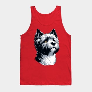 Stunning and Cool Cairn Terrier Monochrome and Gold Portrait for Father's Day Tank Top